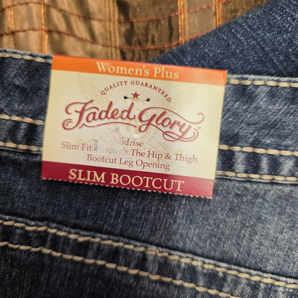 Faded Glory Blue Denim Jeans.  Size 26W.  NWT - Picture 3 of 6